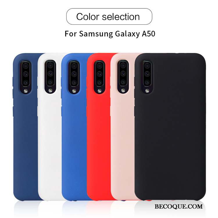 Samsung Galaxy A50 Coque Nouveau Noir Simple Silicone Couleur Unie Étui