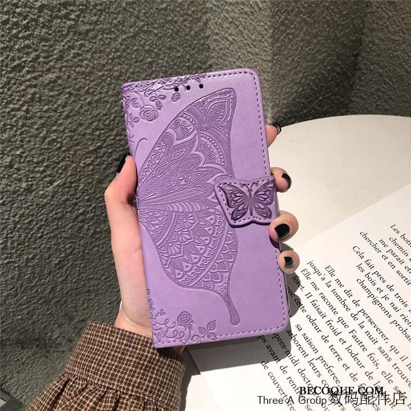 Samsung Galaxy A50 Violet Coque Clamshell Étui En Cuir Fluide Doux Protection