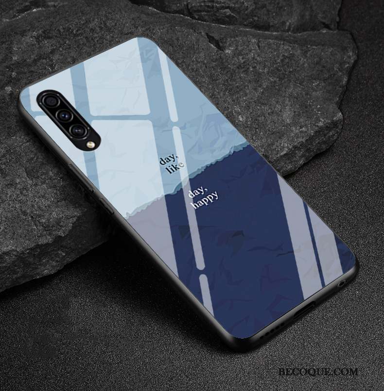 Samsung Galaxy A50s Bleu Fluide Doux Créatif Verre Coque De Téléphone Difficile