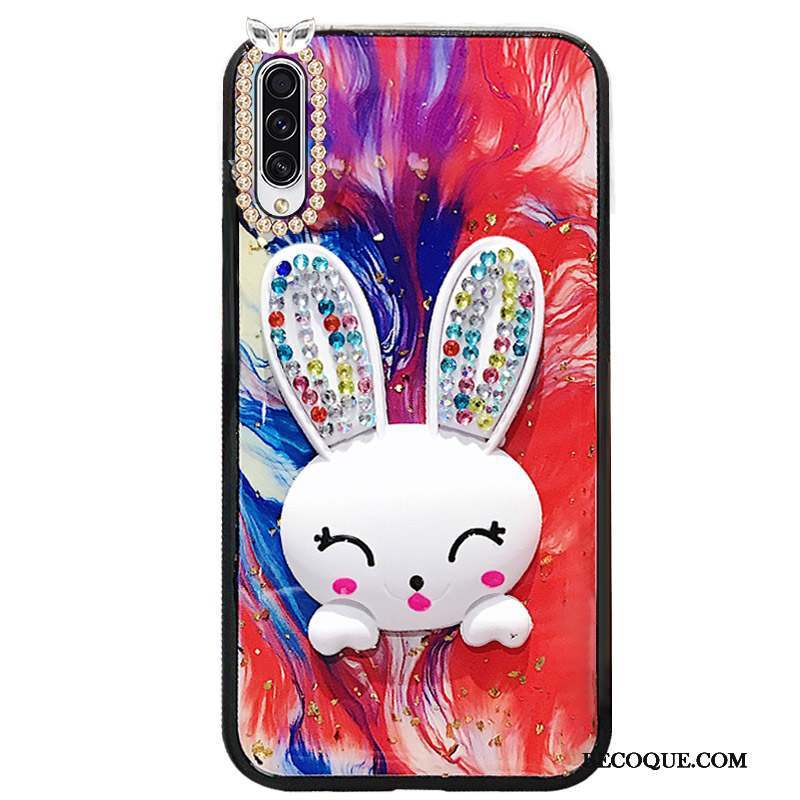 Samsung Galaxy A50s Coque Fluide Doux Créatif Support Mode Incruster Strass Pompon