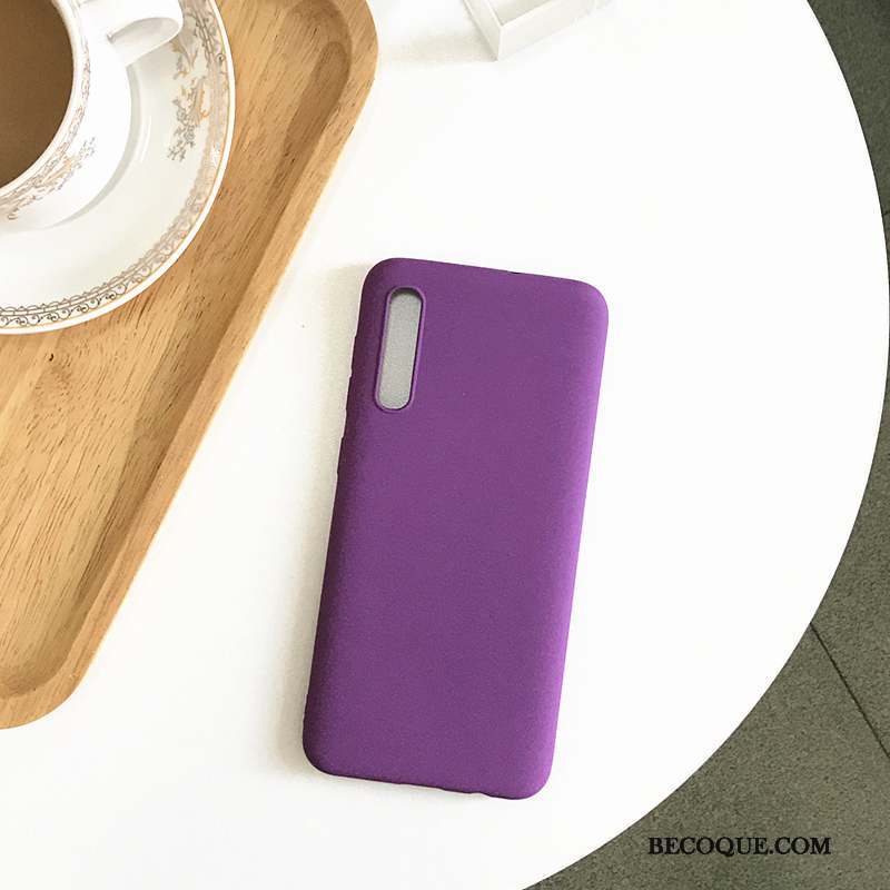 Samsung Galaxy A50s Coque Fluide Doux Pu Tout Compris Délavé En Daim Couleur Unie Simple