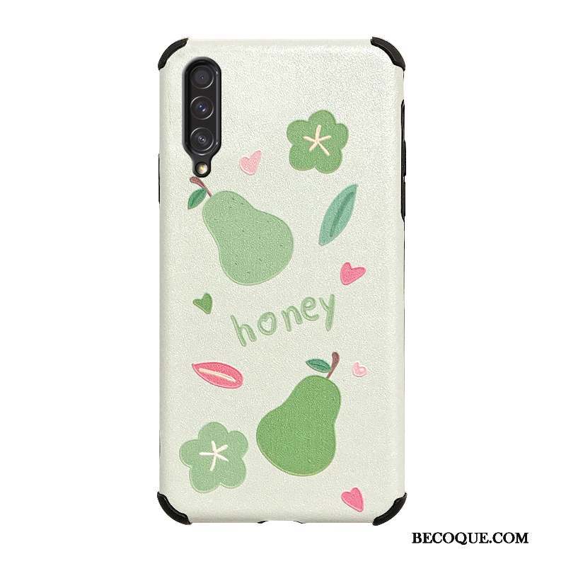 Samsung Galaxy A50s Soie Mulberry Dessin Animé Vert Protection Gaufrage Coque De Téléphone