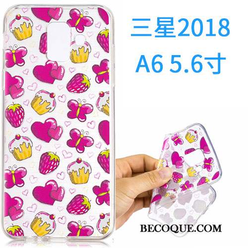 Samsung Galaxy A6 Coque Dessin Animé Fluide Doux Étui Silicone Incassable Rose