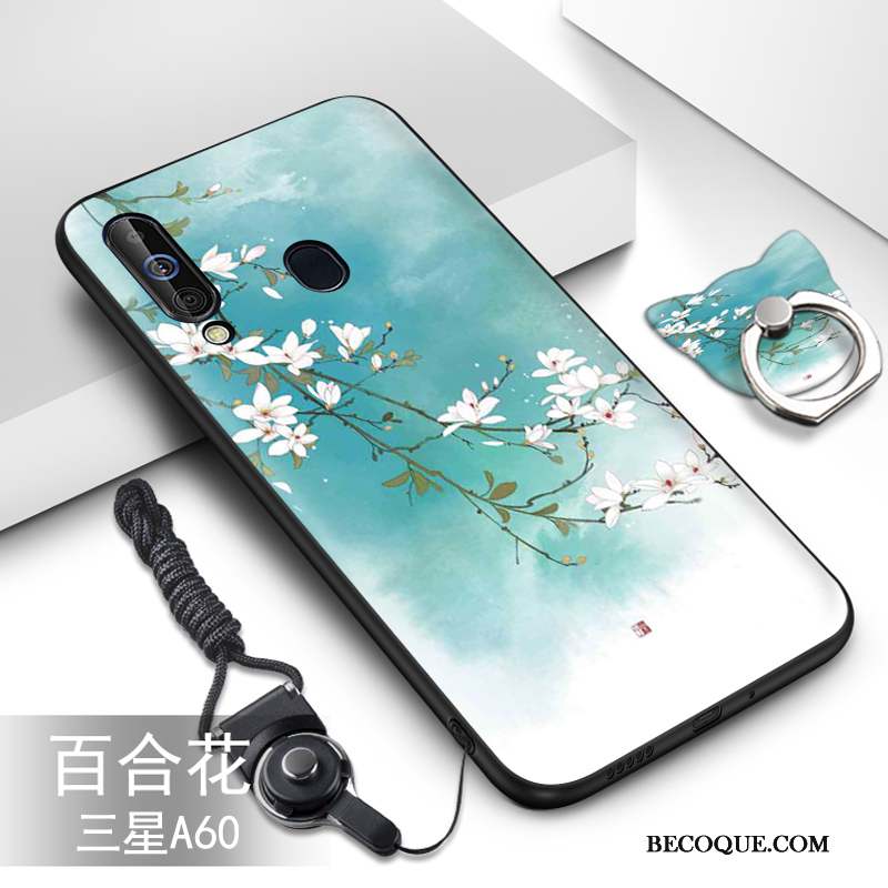 Samsung Galaxy A60 Étui Vert Fluide Doux Coque De Téléphone Silicone Dessin Animé