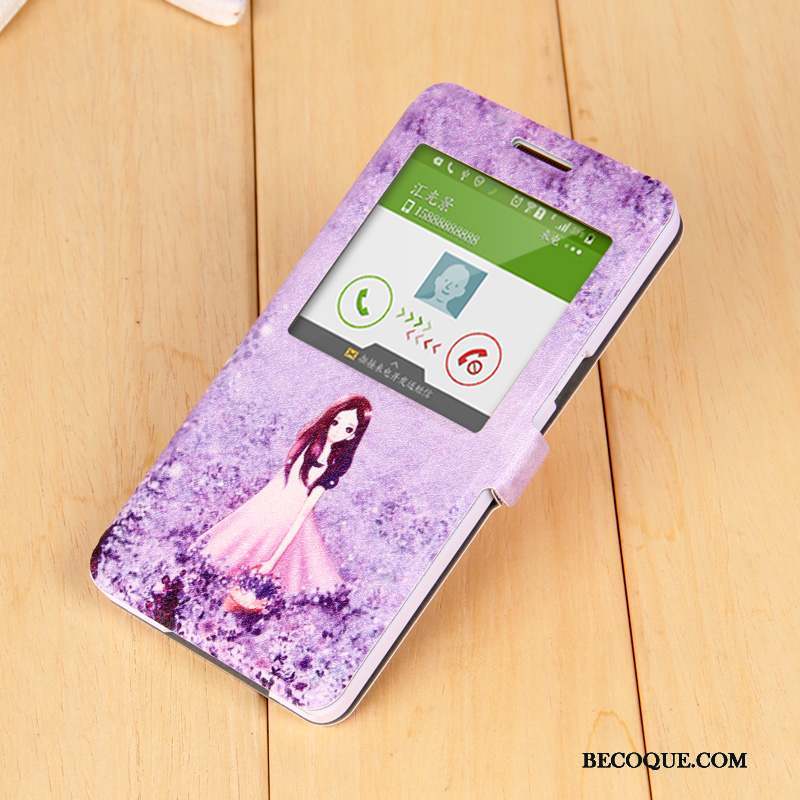 Samsung Galaxy A7 2015 Violet Téléphone Portable Étui En Cuir Protection Housse Coque De Téléphone