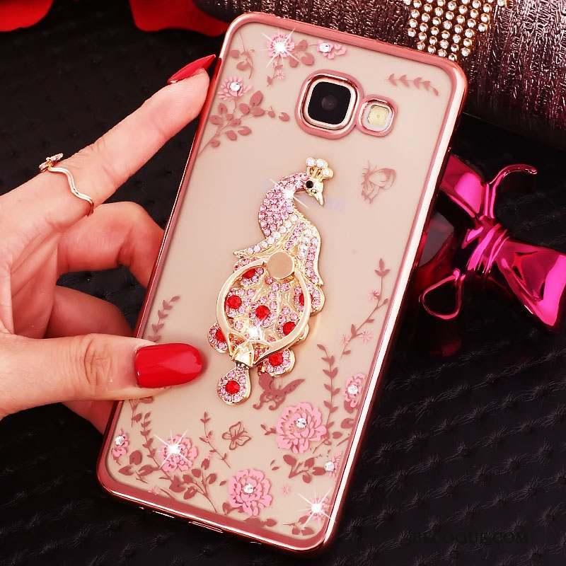 Samsung Galaxy A7 2016 Or Rose Support Coque De Téléphone Ornements Suspendus Silicone Fluide Doux