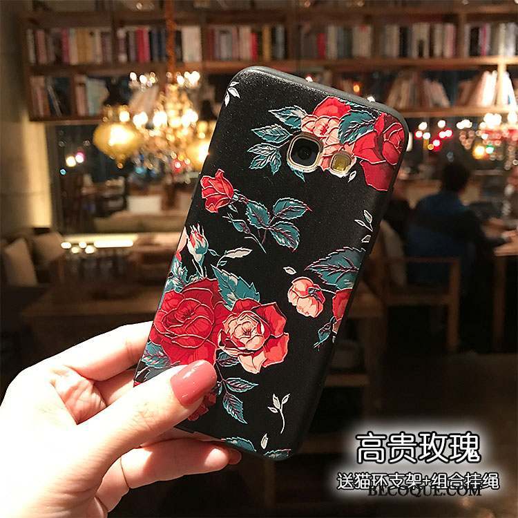 Samsung Galaxy A7 2017 Fluide Doux Délavé En Daim Protection Floral Coque De Téléphone