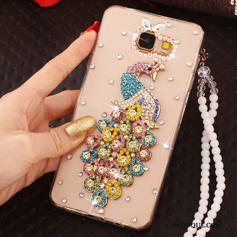 Samsung Galaxy A7 2017 Protection Coque De Téléphone Nouveau Strass Or Ornements Suspendus