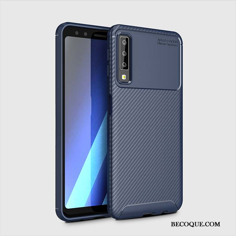 Samsung Galaxy A7 2018 Silicone Bleu Incassable Coque De Téléphone Étui Protection