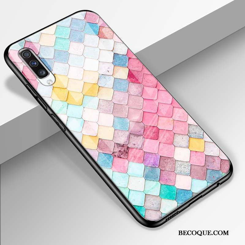 Samsung Galaxy A70 Coque De Téléphone Dessin Animé Amoureux Rose Verre Incassable