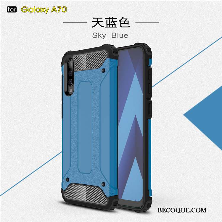 Samsung Galaxy A70 Coque Incassable Étui Silicone Fluide Doux Bleu Difficile