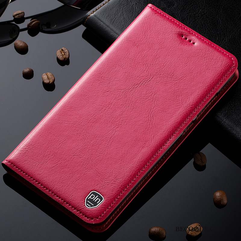 Samsung Galaxy A70 Coque Rouge Protection Incassable Cuir Véritable Étui En Cuir Jours