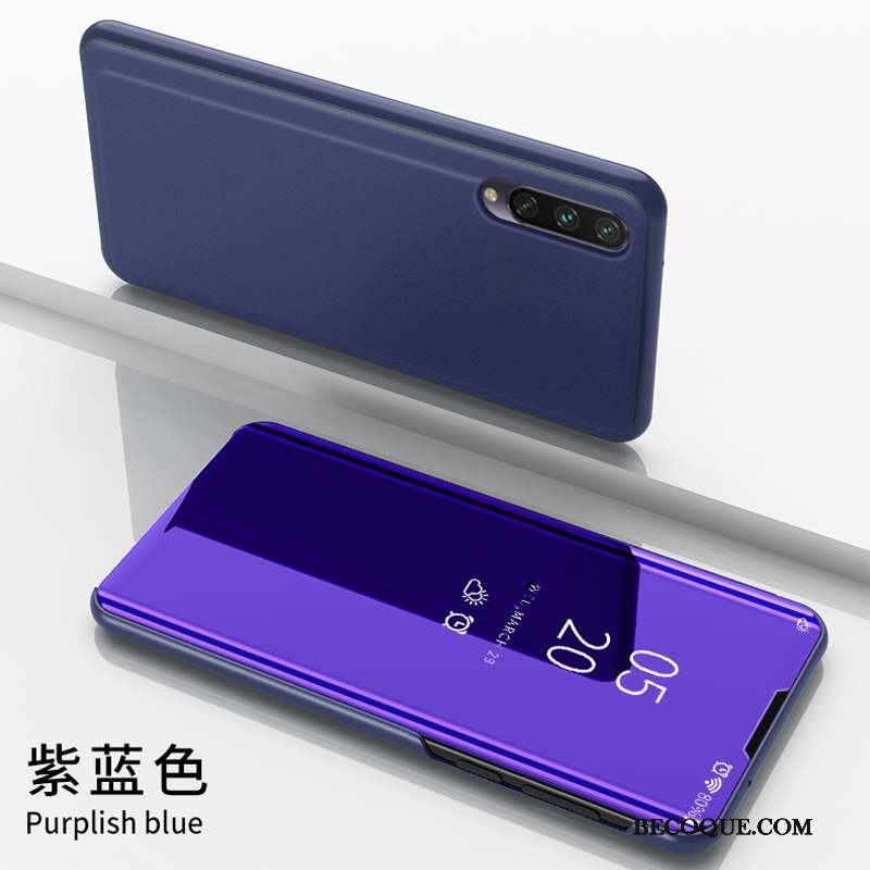Samsung Galaxy A70s Violet Coque De Téléphone Plier Étui En Cuir Housse Miroir