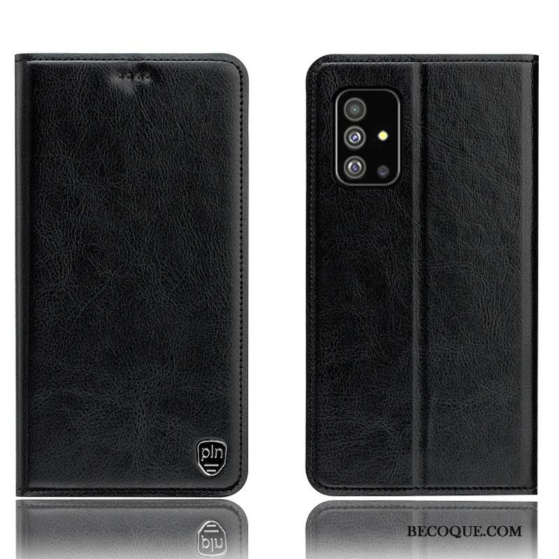 Samsung Galaxy A71 Coque De Téléphone Étui En Cuir Incassable Protection Modèle Fleurie Noir