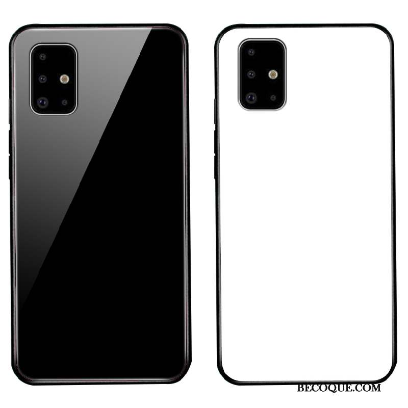 Samsung Galaxy A71 Coque Miroir Simple Verre Délavé En Daim Protection Tout Compris