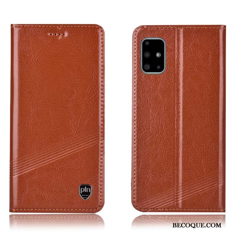 Samsung Galaxy A71 Coque Tout Compris Protection Étui Incassable Marron Modèle Fleurie