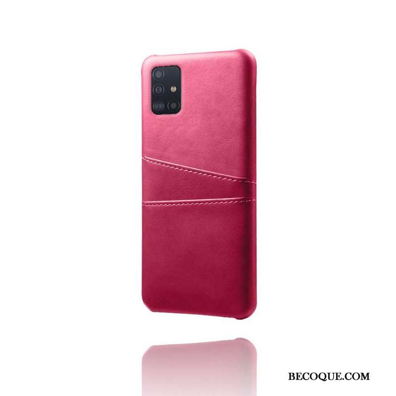 Samsung Galaxy A71 Cuir Qualité Carte Étui Coque De Téléphone Rouge