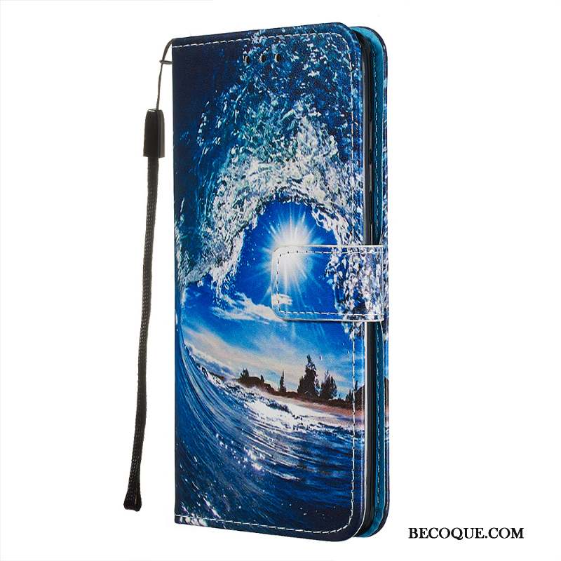 Samsung Galaxy A71 Étui En Cuir Coque Personnalité Fluide Doux Téléphone Portable Bleu