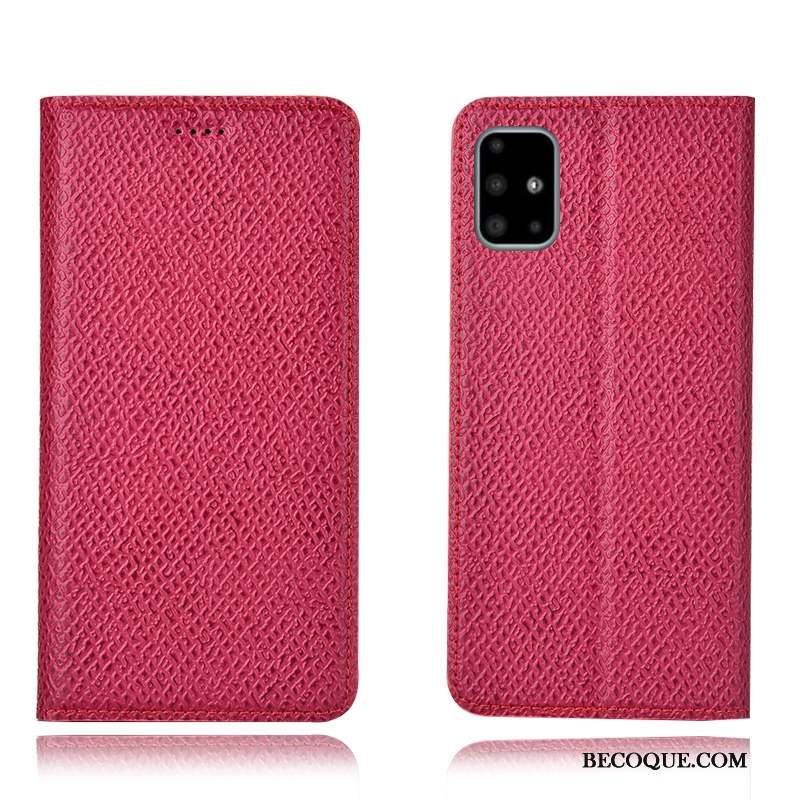 Samsung Galaxy A71 Étui En Cuir Incassable Housse Coque De Téléphone Protection Rouge