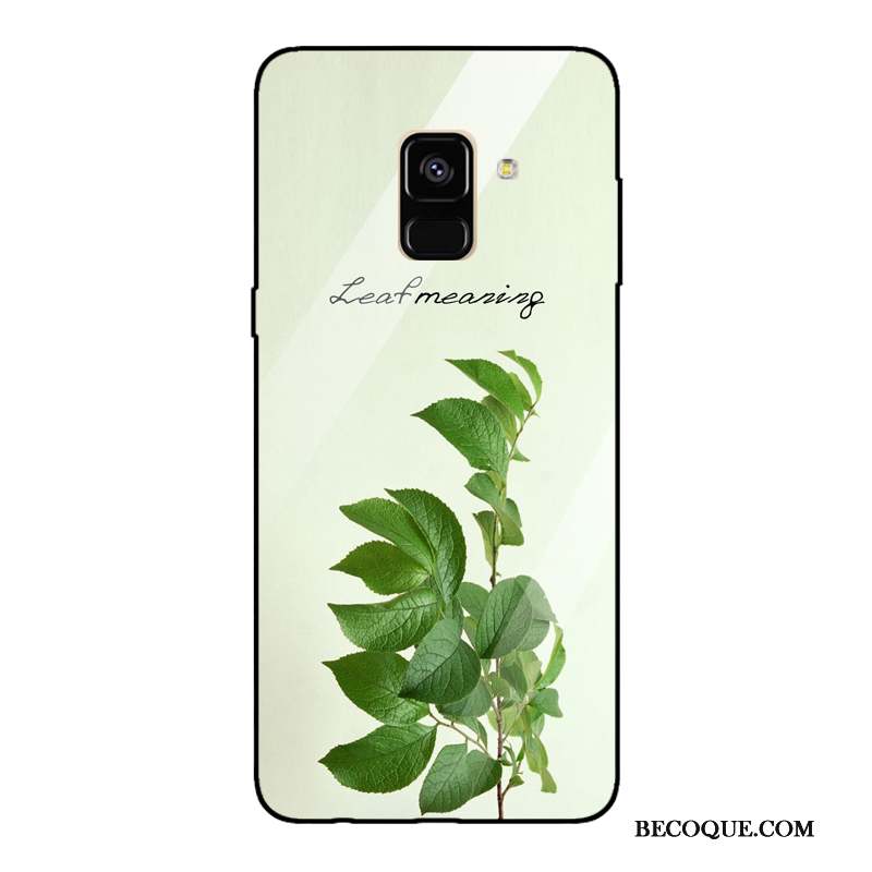 Samsung Galaxy A8 2018 Miroir Tendance Vert Coque De Téléphone Verre Trempé Frais
