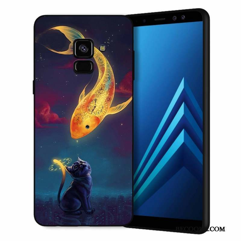 Samsung Galaxy A8+ Coque De Téléphone Fluide Doux Bleu Personnalité Étui Incassable