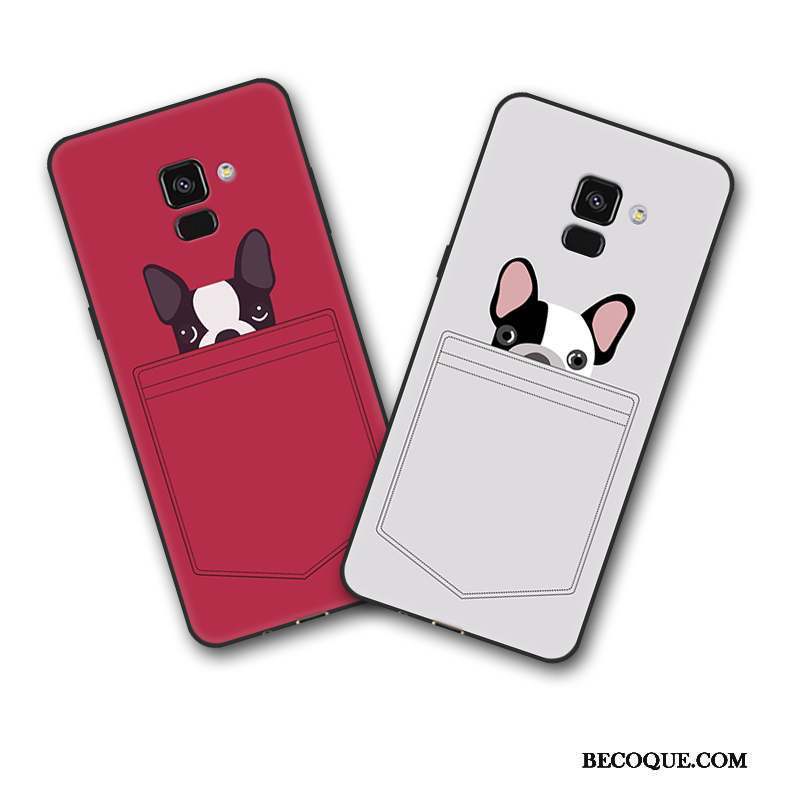 Samsung Galaxy A8+ Coque De Téléphone Incassable Fluide Doux Rouge Silicone Personnalité