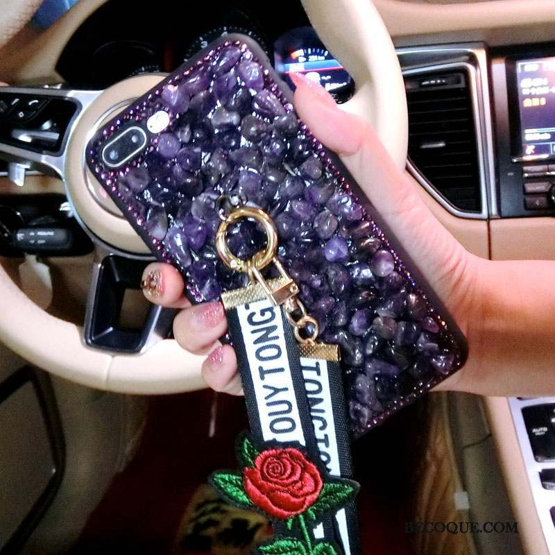 Samsung Galaxy A8 Coque De Téléphone Strass À Franges Tout Compris Violet Étui