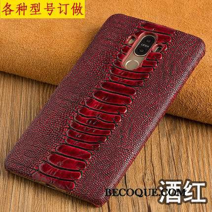 Samsung Galaxy A8+ Protection Business Vintage Coque De Téléphone Personnalité Cuir Véritable