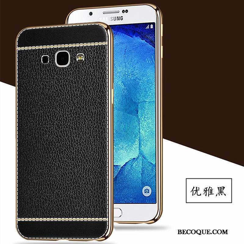 Samsung Galaxy A8 Silicone Tout Compris Noir Placage Coque De Téléphone Cuir