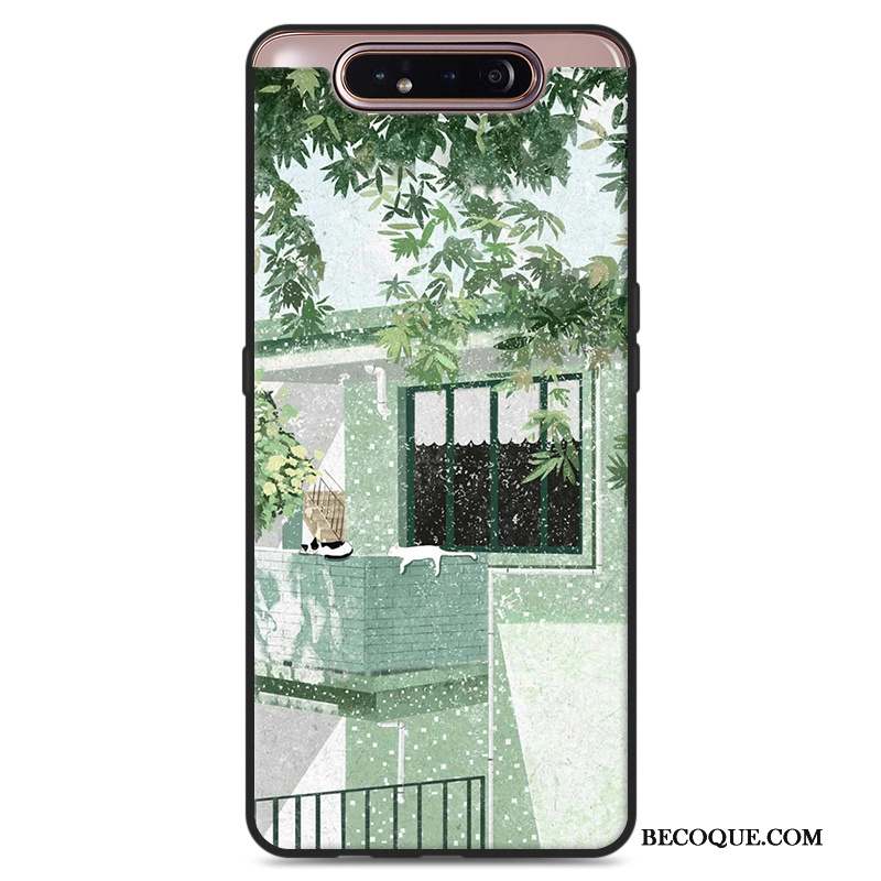 Samsung Galaxy A80 Art Vert Silicone Étui Ornements Suspendus Coque De Téléphone