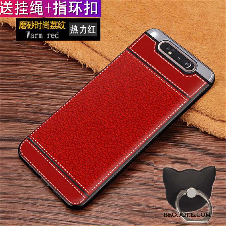 Samsung Galaxy A80 Coque De Téléphone Protection Silicone Incassable Modèle Fleurie Rouge