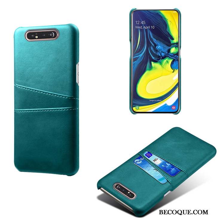 Samsung Galaxy A80 Incassable Étui En Cuir Vert Coque De Téléphone Petit Bovins