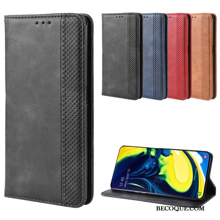 Samsung Galaxy A80 Étui En Cuir Housse Portefeuille Coque Protection Boucle Magnétique