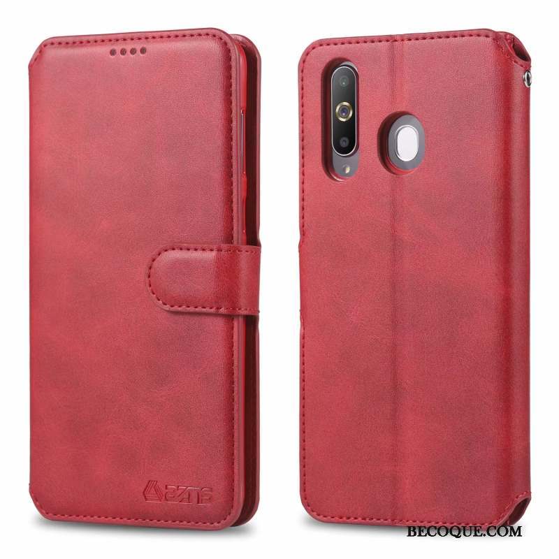 Samsung Galaxy A8s Coque Silicone Tempérer Étui En Cuir Protection Rouge Membrane