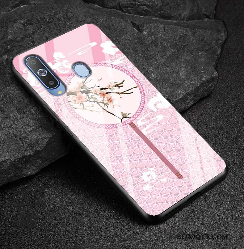 Samsung Galaxy A8s Dessin Animé Rose Étui Coque De Téléphone Simple Verre