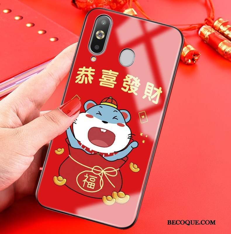 Samsung Galaxy A8s Dessin Animé Verre Coque De Téléphone Rouge Silicone Nouveau