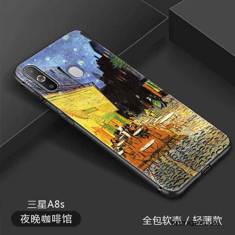 Samsung Galaxy A8s Haute Coque De Téléphone Art Peinture À L'huile Jaune Ciel Étoilé