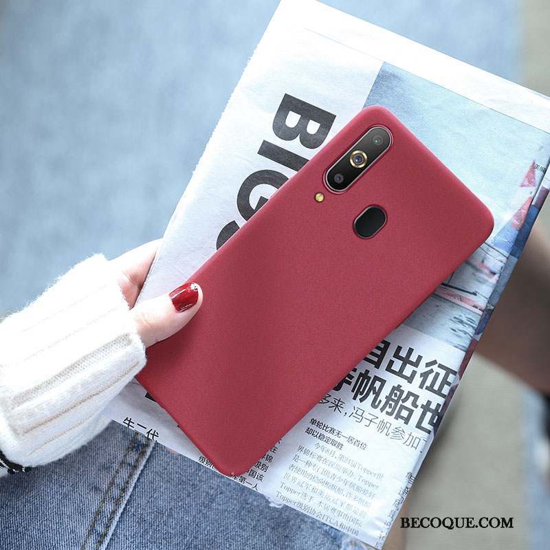 Samsung Galaxy A8s Tout Compris Délavé En Daim Marque De Tendance Incassable Coque Rouge