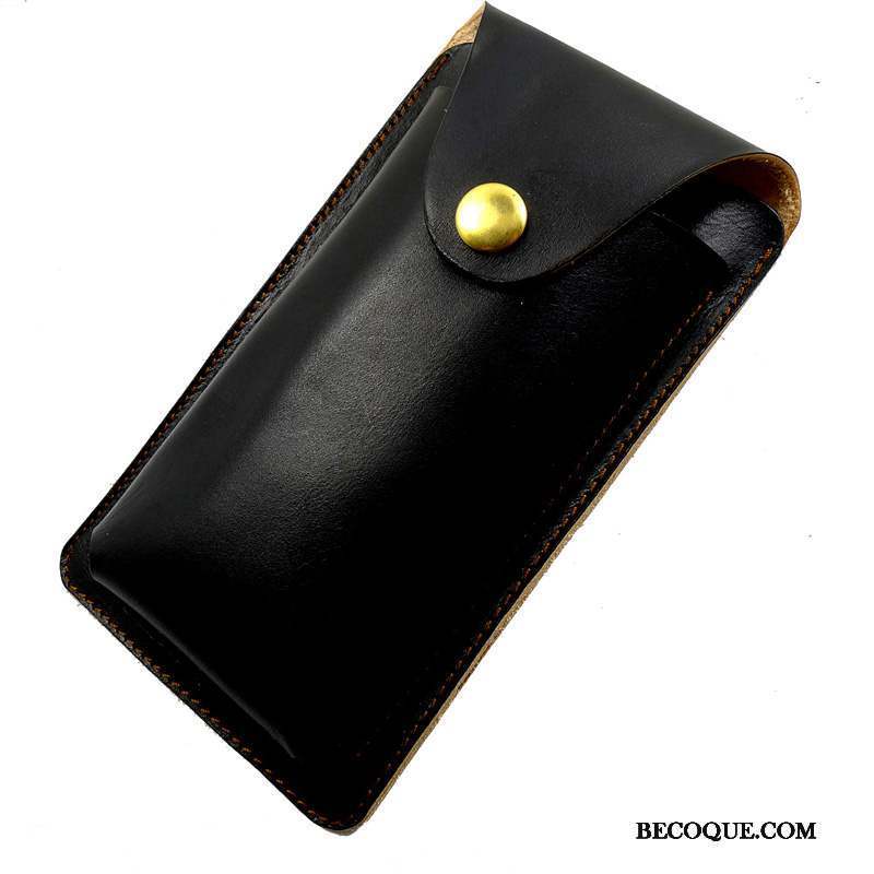 Samsung Galaxy A9 Coque Sac De Taille Noir Téléphone Portable Étui En Cuir Cuir Véritable