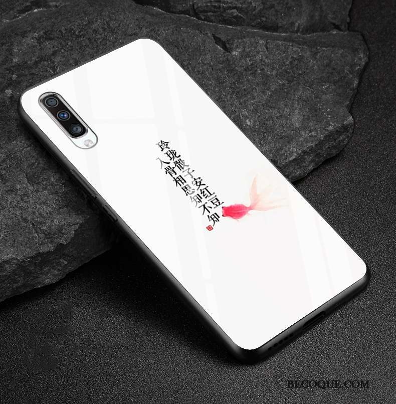 Samsung Galaxy A90 5g Coque Blanc Dessin Animé Verre Silicone Tout Compris Mode