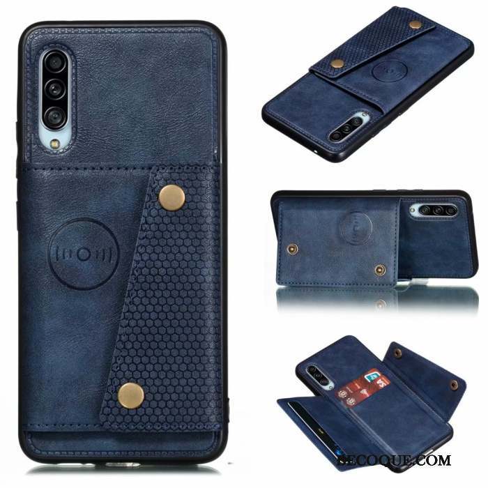 Samsung Galaxy A90 5g Coque Téléphone Portable Simple Bleu Protection Une Agrafe Cuir