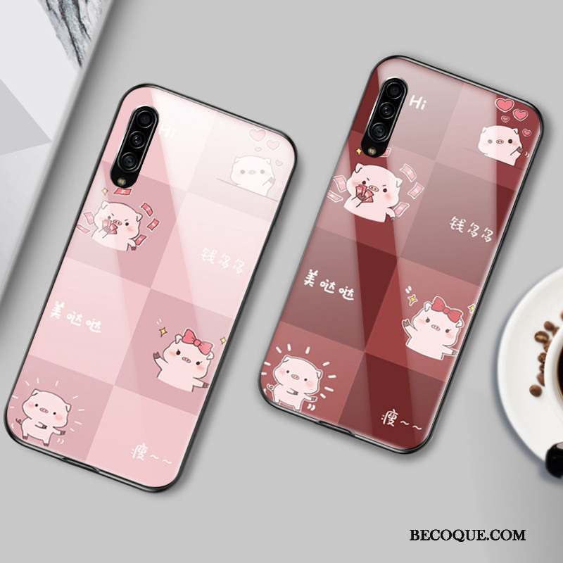 Samsung Galaxy A90 5g Verre Coque Protection Étui Rose Crocodile