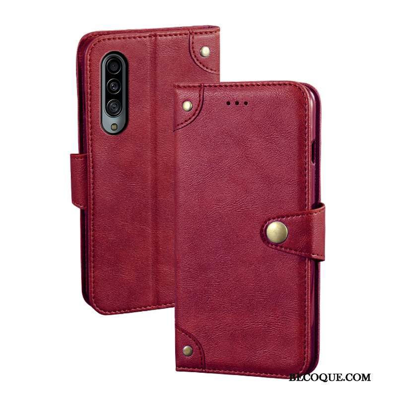 Samsung Galaxy A90 5g Étui En Cuir Coque De Téléphone Rouge Téléphone Portable Housse Protection