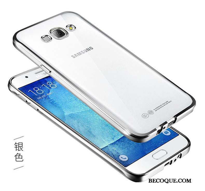 Samsung Galaxy J3 2016 Fluide Doux Coque De Téléphone Protection Étui Argent Transparent