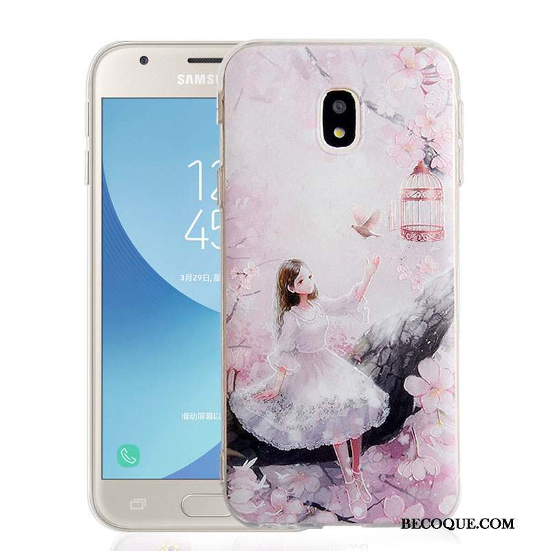 Samsung Galaxy J3 2017 Gaufrage Fluide Doux Étui Incassable Rose Coque De Téléphone