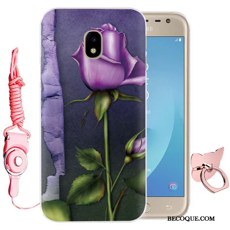 Samsung Galaxy J3 2017 Violet Silicone Incassable Coque De Téléphone Téléphone Portable Fleurs