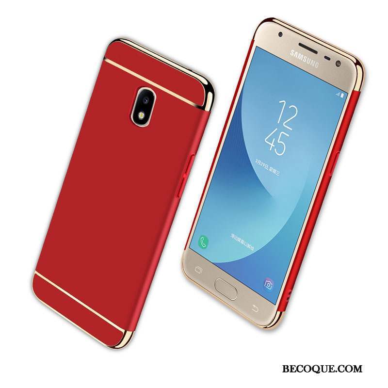 Samsung Galaxy J3 2017 Étui Rouge Coque De Téléphone Protection Délavé En Daim Incassable