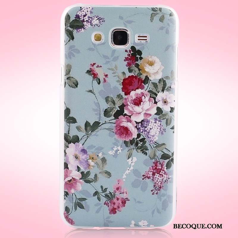 Samsung Galaxy J5 2015 Coque Bleu Clair Difficile Peinture Protection Étui Fleurs