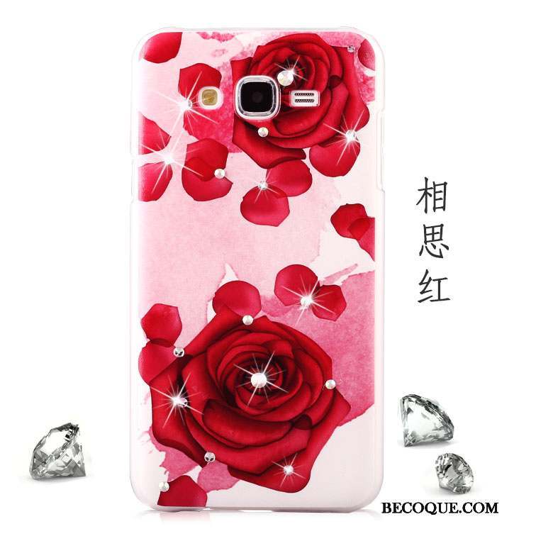 Samsung Galaxy J5 2015 Étui Rouge Protection Fleurs Difficile Coque De Téléphone