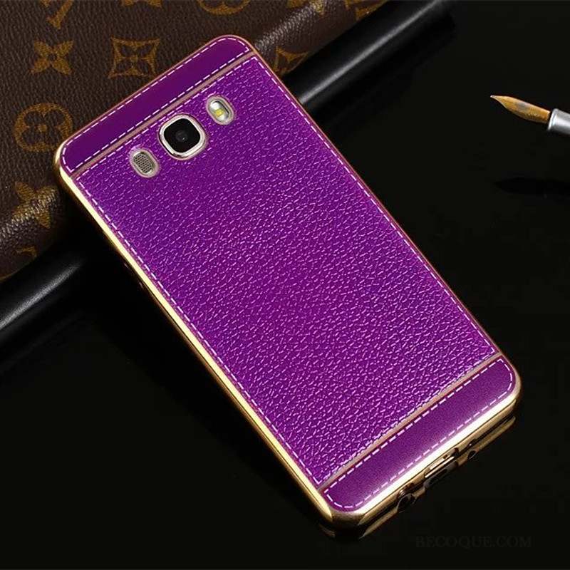 Samsung Galaxy J5 2016 Coque Téléphone Portable Modèle Fleurie Placage Silicone Violet Étui